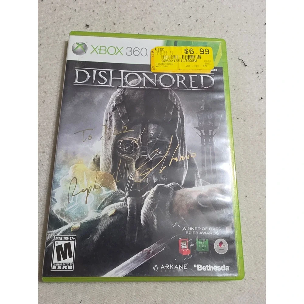 Dishonored Xbox 360 Bethesda Arkane Studios Signed Autographed Stealth Action